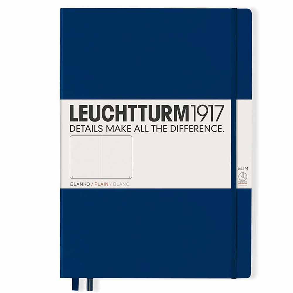 Leuchtturm 1917 Notebook Master Slim A4 Hardcover 123 Pages Plain Navy