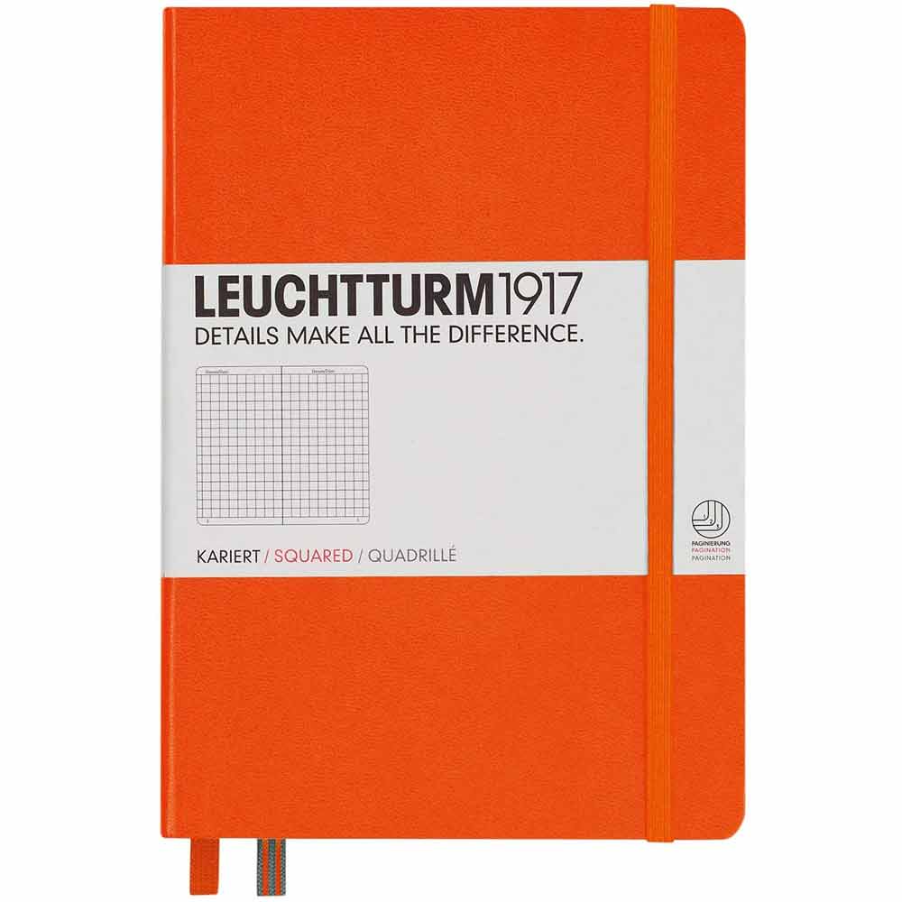Leuchtturm 1917 Notebook Medium A5 Hardcover 251 Pages Squared Orange