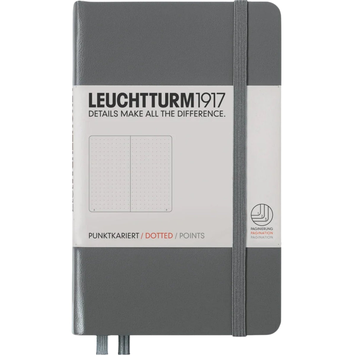 Leuchtturm 1917 Notebook Pocket A6 Hardcover 187 Pages Dotted Anthracite