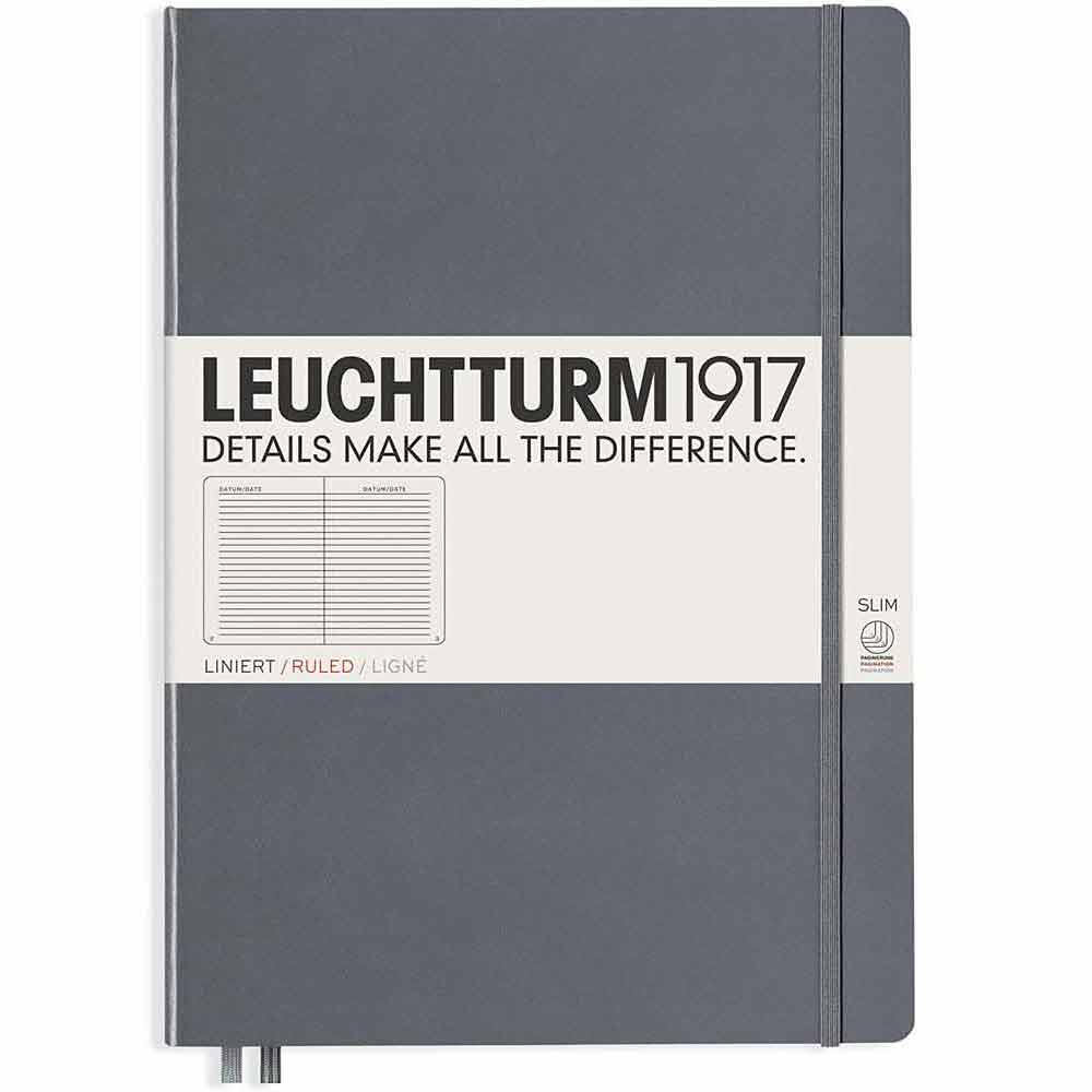 Leuchtturm 1917 Notebook Master Slim A4 Hardcover 123 Pages Ruled Anthracite