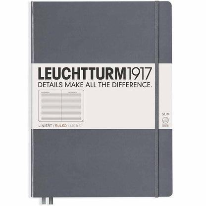 Leuchtturm 1917 Notebook Master Slim A4 Hardcover 123 Pages Ruled Anthracite
