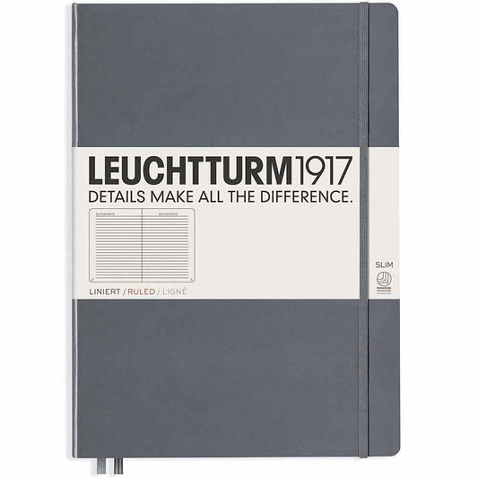 Leuchtturm 1917 Notebook Master Slim A4 Hardcover 123 Pages Ruled Anthracite