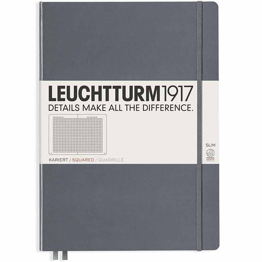 Leuchtturm 1917 Notebook Master Slim A4 Hardcover 123 Pages Squared Anthracite