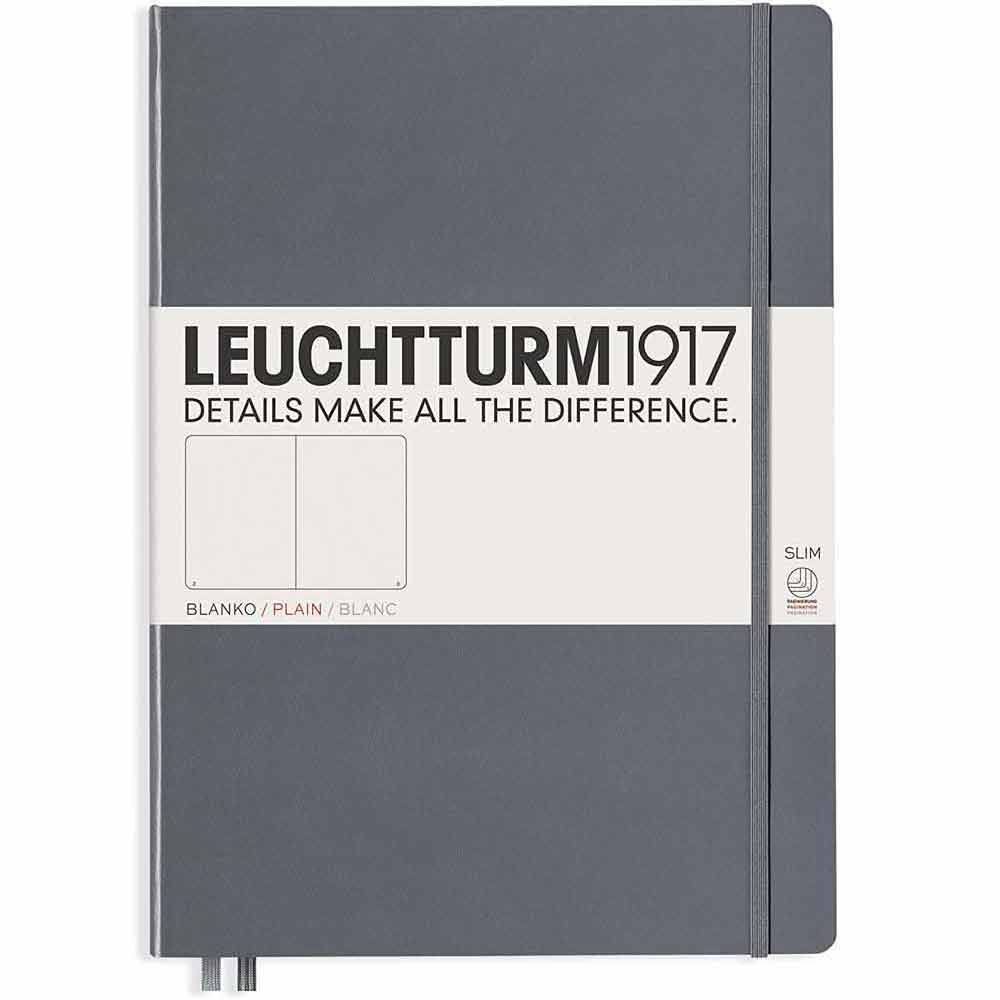 Leuchtturm 1917 Notebook Master Slim A4 Hardcover 123 Pages Plain Anthracite