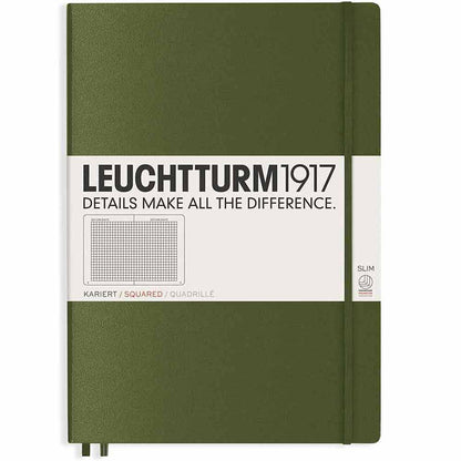Leuchtturm 1917 Notebook Master Slim A4 Hardcover 123 Pages Squared Army