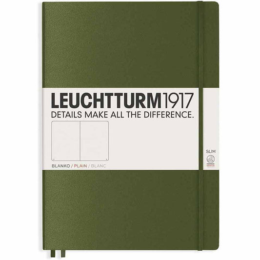 Leuchtturm 1917 Notebook Master Slim A4 Hardcover 123 Pages Plain Army