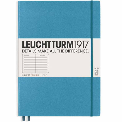 Leuchtturm 1917 Notebook Master Slim A4 Hardcover 123 Pages Ruled Nordic Blue
