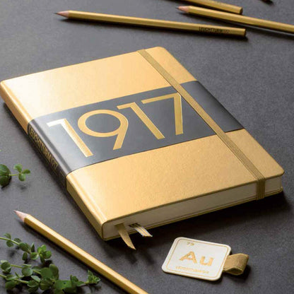 Leuchtturm 1917 Metallic Edition Notebook Medium A5 Hardcover 251 Pages Ruled Gold