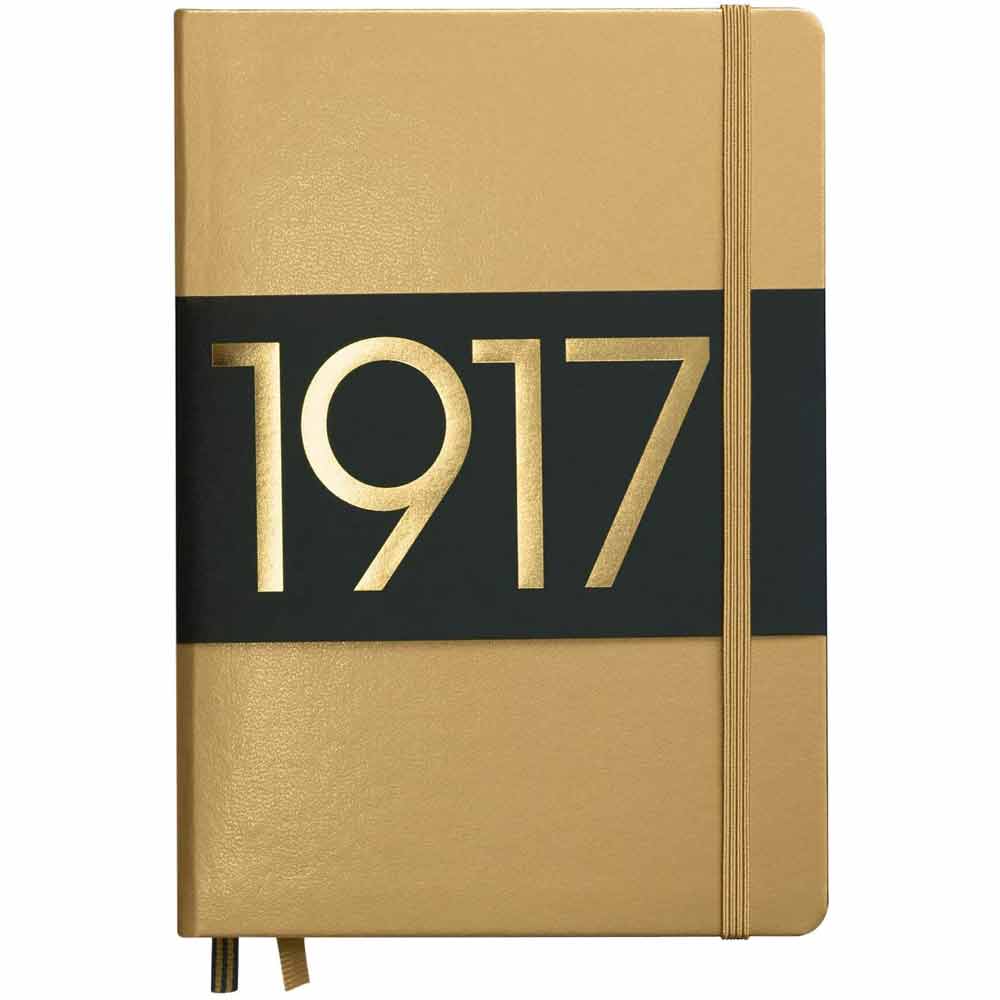 Leuchtturm 1917 Metallic Edition Notebook Medium A5 Hardcover 251 Pages Dotted Gold