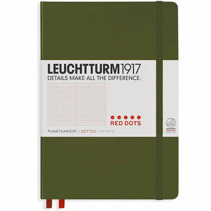 Leuchtturm 1917 Red Dots Edition Notebook Medium A5 Hardcover 251 Pages Dotted Army