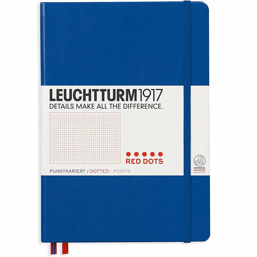 Leuchtturm 1917 Red Dots Edition Notebook Medium A5 Hardcover 251 Pages Dotted Royal Blue