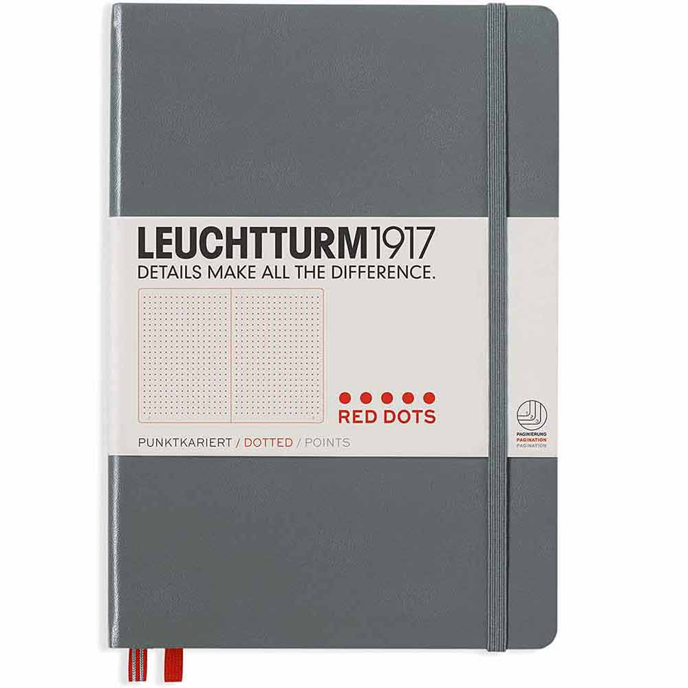 Leuchtturm 1917 Red Dots Edition Notebook Medium A5 Hardcover 251 Pages Dotted Anthracite