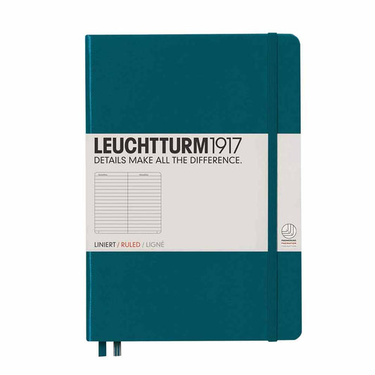 Leuchtturm 1917 Notebook Medium A5 Hardcover 251 Pages Ruled Pacific Green