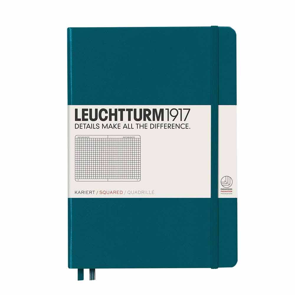 Leuchtturm 1917 Notebook Medium A5 Hardcover 251 Pages Squared Pacific Green