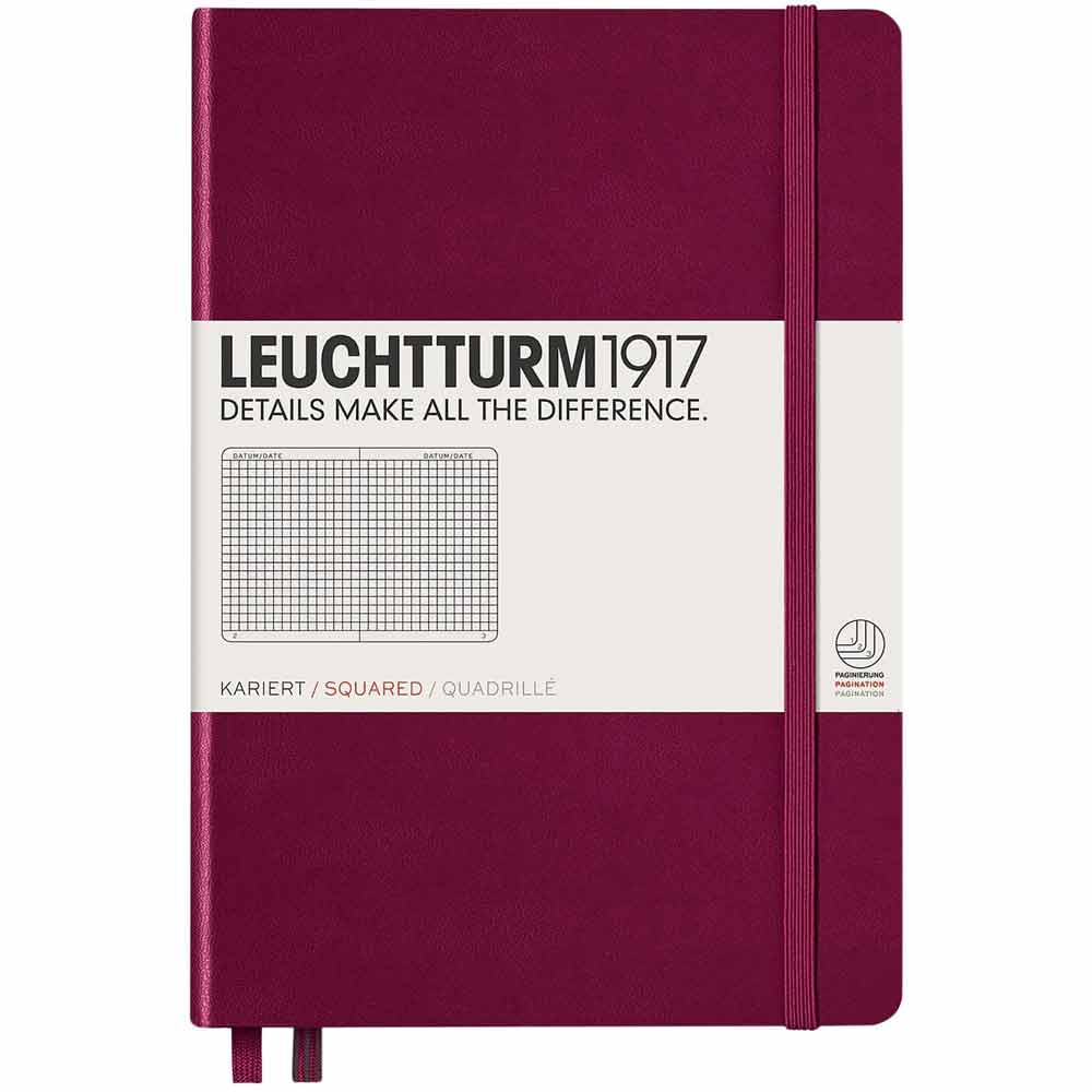 Leuchtturm 1917 Notebook Medium A5 Hardcover 251 Pages Squared Port Red