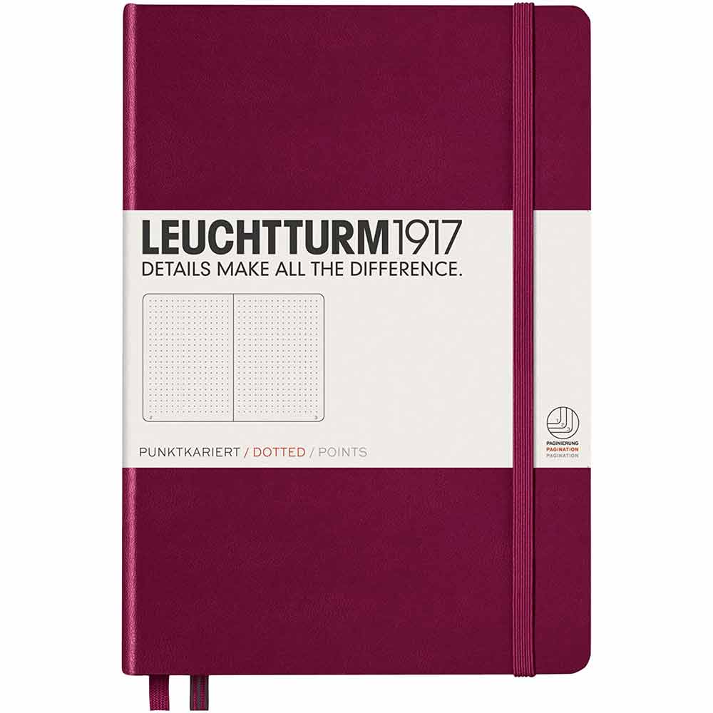 Leuchtturm 1917 Notebook Medium A5 Hardcover 251 Pages Dotted Port Red
