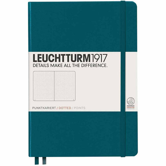 Leuchtturm 1917 Notebook Medium A5 Hardcover 251 Pages Dotted Pacific Green