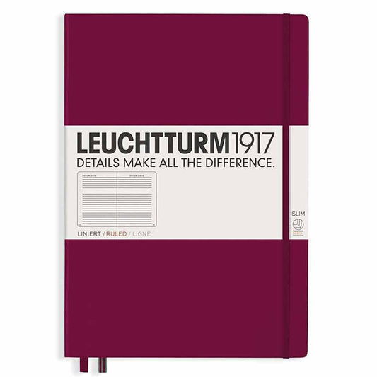 Leuchtturm 1917 Notebook Master Slim A4 Hardcover 123 Pages Ruled Port Red