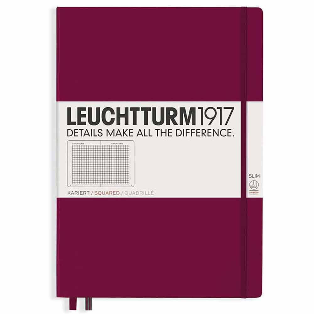 Leuchtturm 1917 Notebook Master Slim A4 Hardcover 123 Pages Squared Red