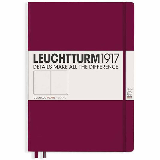 Leuchtturm 1917 Notebook Master Slim A4 Hardcover 123 Pages Plain Port Red