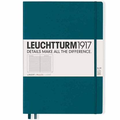 Leuchtturm 1917 Notebook Master Slim A4 Hardcover 123 Pages Ruled Pacific Green