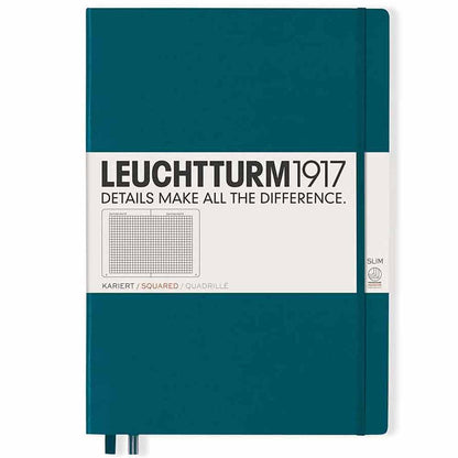Leuchtturm 1917 Notebook Master Slim A4 Hardcover 123 Pages Squared Pacific Green