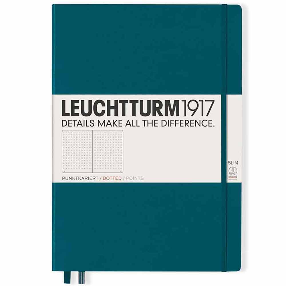 Leuchtturm 1917 Notebook Master Slim A4 Hardcover 123 Pages Dotted Pacific Green