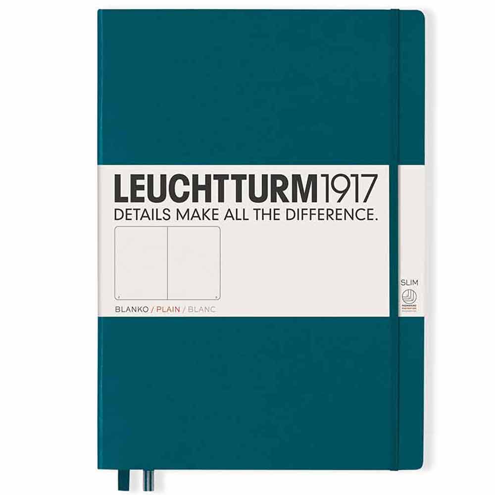 Leuchtturm 1917 Notebook Master Slim A4 Hardcover 123 Pages Plain Pacific Green