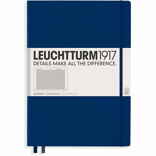 Leuchtturm 1917 Notebook Master Classic A4+ Hardcover 235 Pages Squared Navy