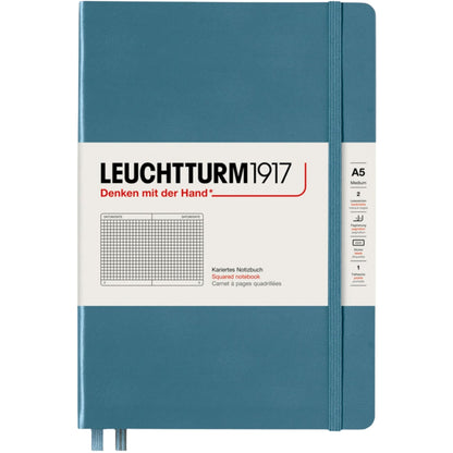 Leuchtturm 1917 Notebook Medium A5 Hardcover 251 Pages Squared Stone Blue