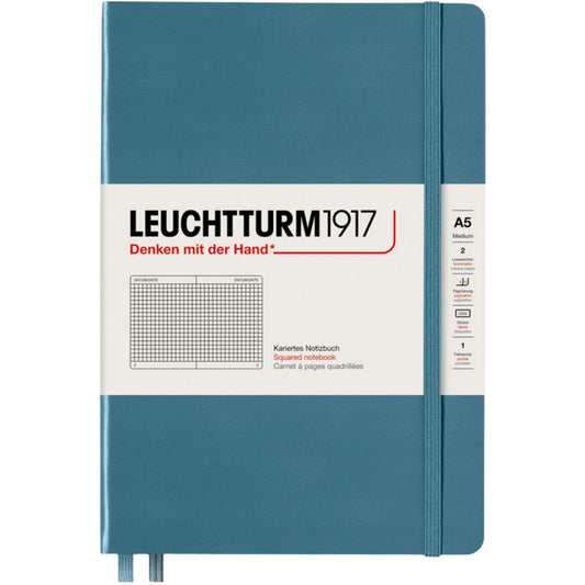 Leuchtturm 1917 Notebook Medium A5 Hardcover 251 Pages Squared Stone Blue