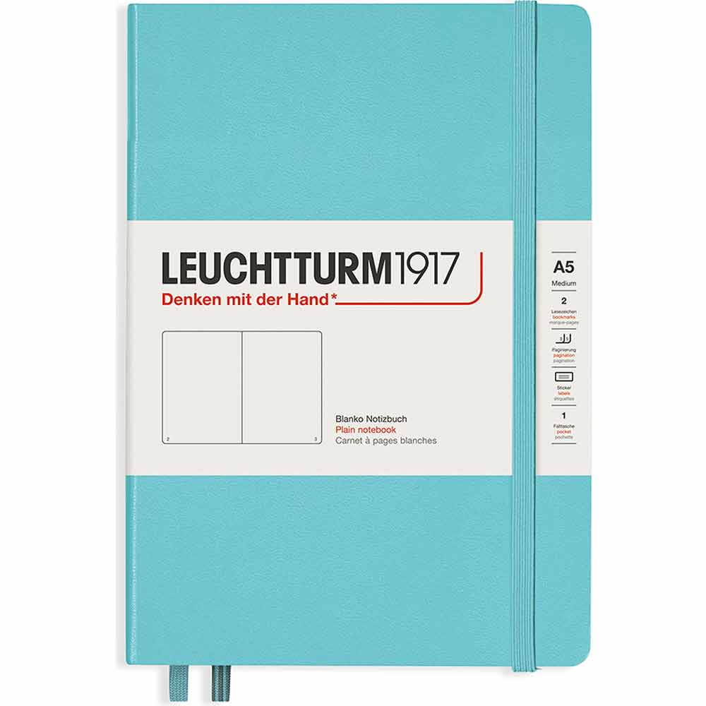 Leuchtturm 1917 Rising Colours Notebook Medium A5 Hardcover 249 Pages Plain Aquamarine