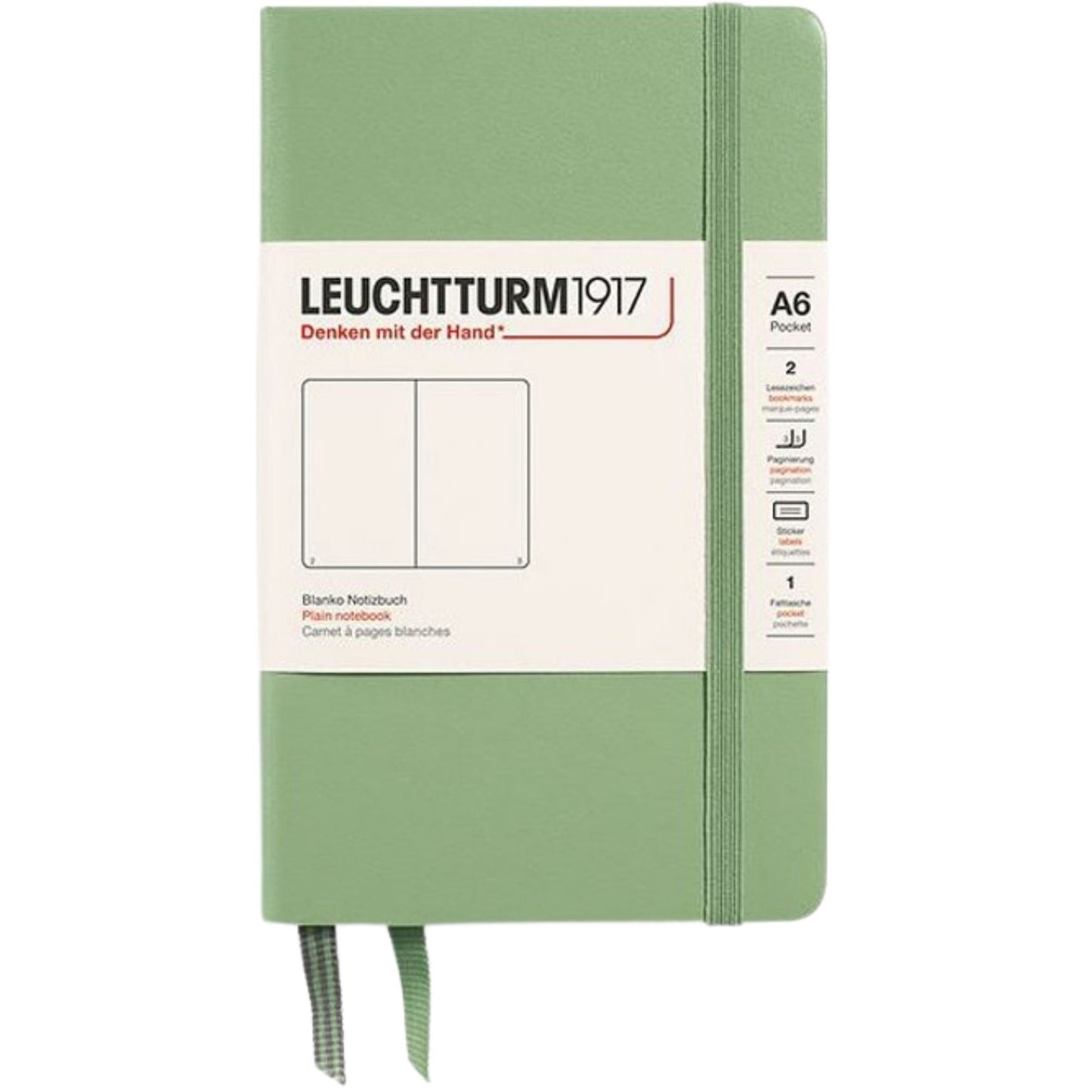 Leuchtturm 1917 Notebook Pocket A6 Hardcover 187 Pages Plain Sage
