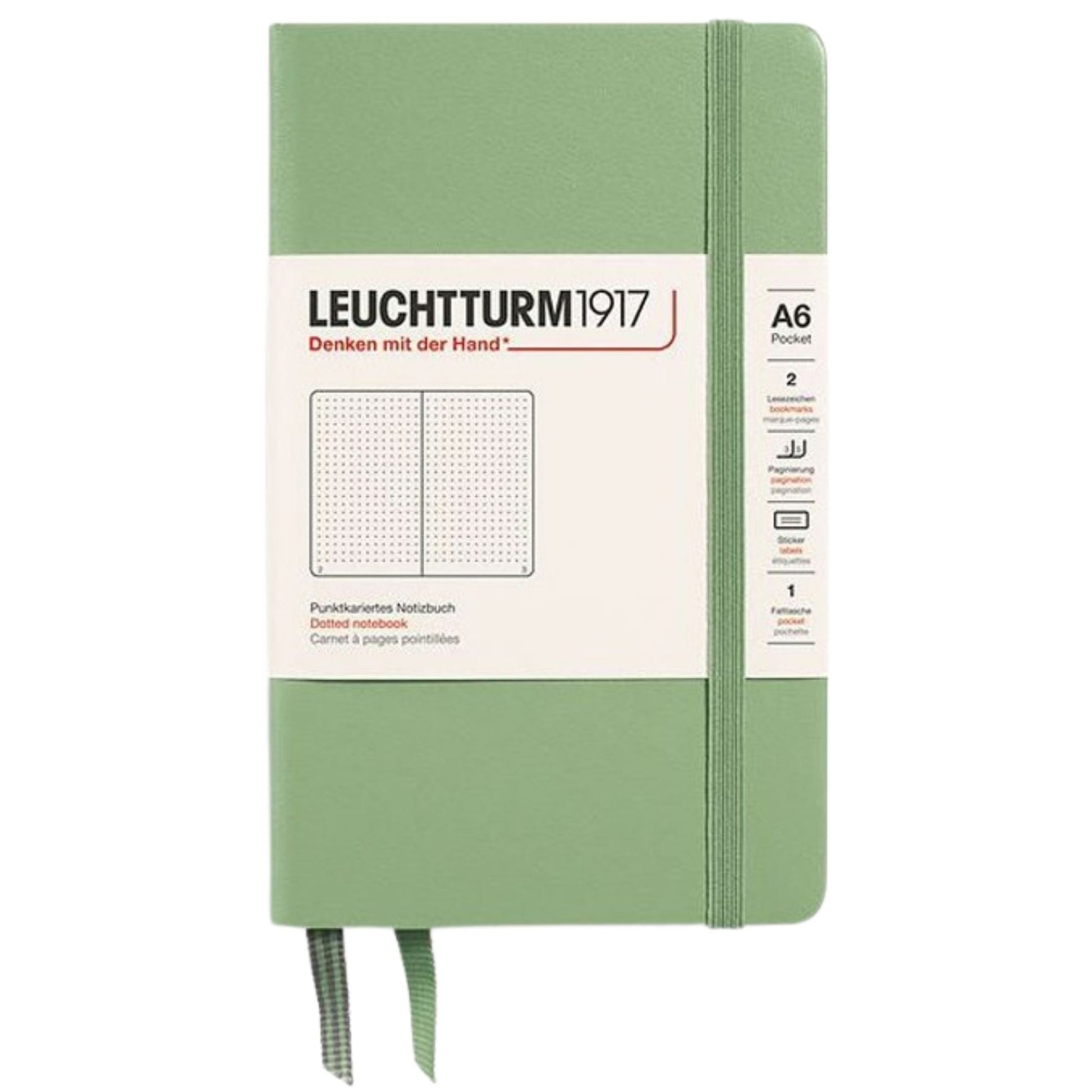 Leuchtturm 1917 Notebook Pocket A6 Hardcover 187 Pages Dotted Sage
