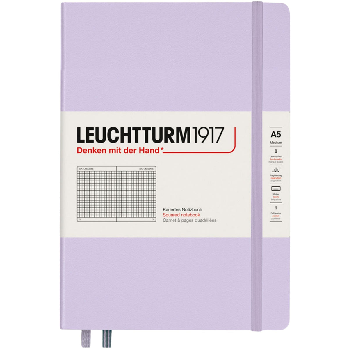 Leuchtturm 1917 Notebook Medium A5 Hardcover 251 Pages Squared Lilac