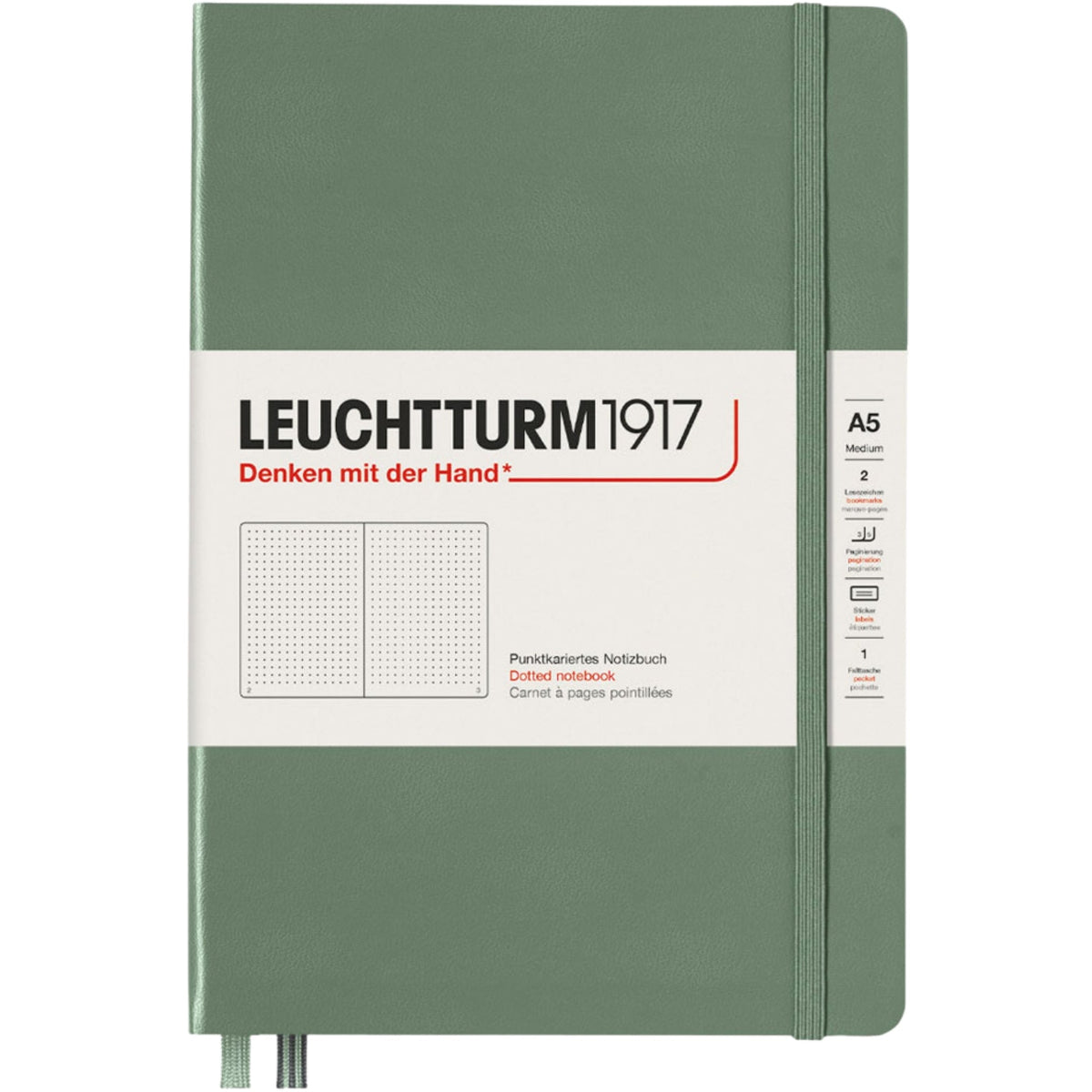 Leuchtturm 1917 Notebook Medium A5 Hardcover 251 Pages Dotted Olive