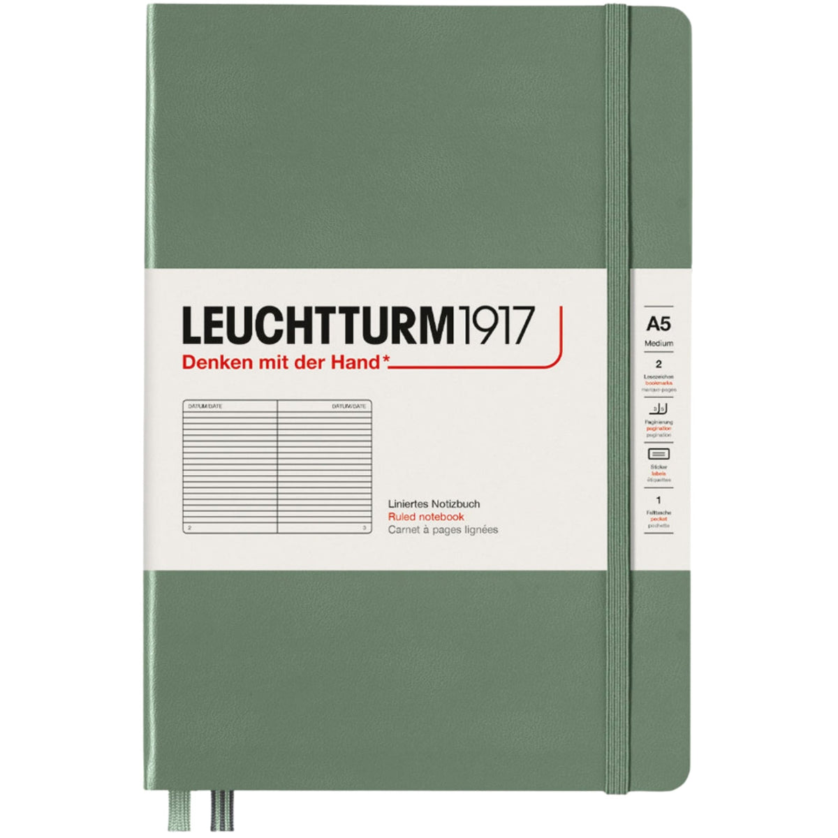 Leuchtturm 1917 Notebook Smooth Colours A5 Hardcover 251 Pages Ruled Olive