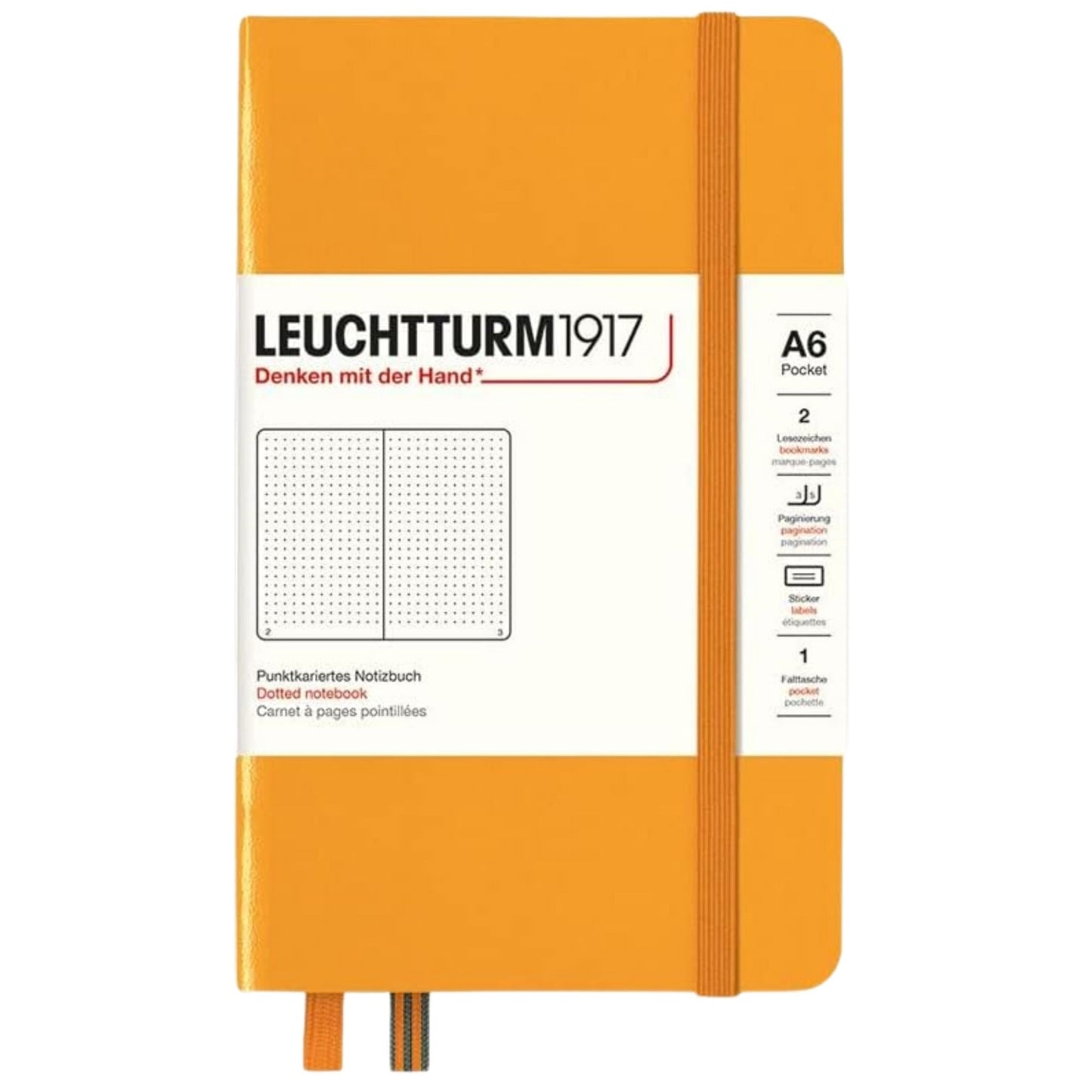 Leuchtturm 1917 Notebook Pocket A6 Hardcover 187 Pages Dotted Rising Sun