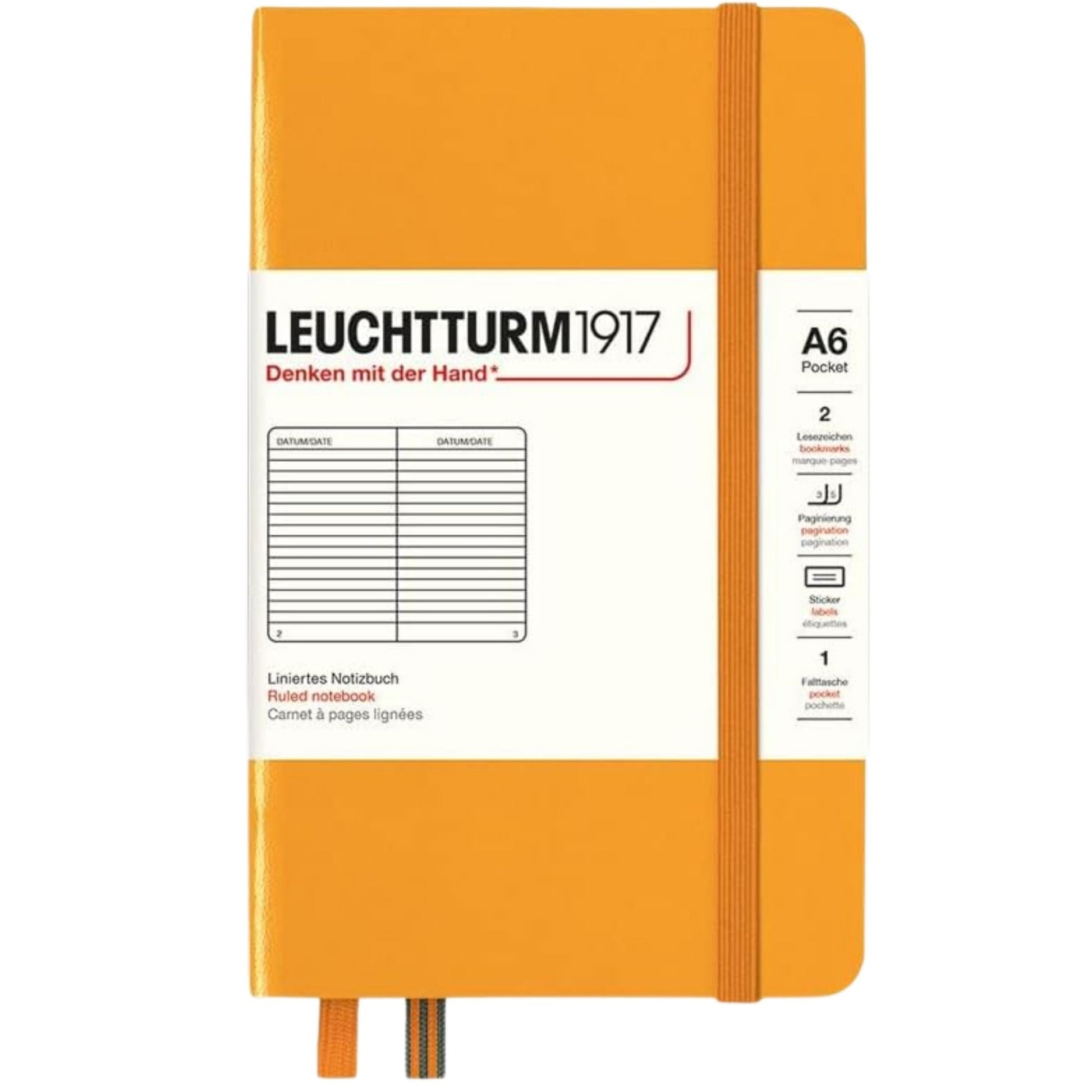 Leuchtturm 1917 Notebook Pocket A6 Hardcover 187 Pages Ruled Rising Sun