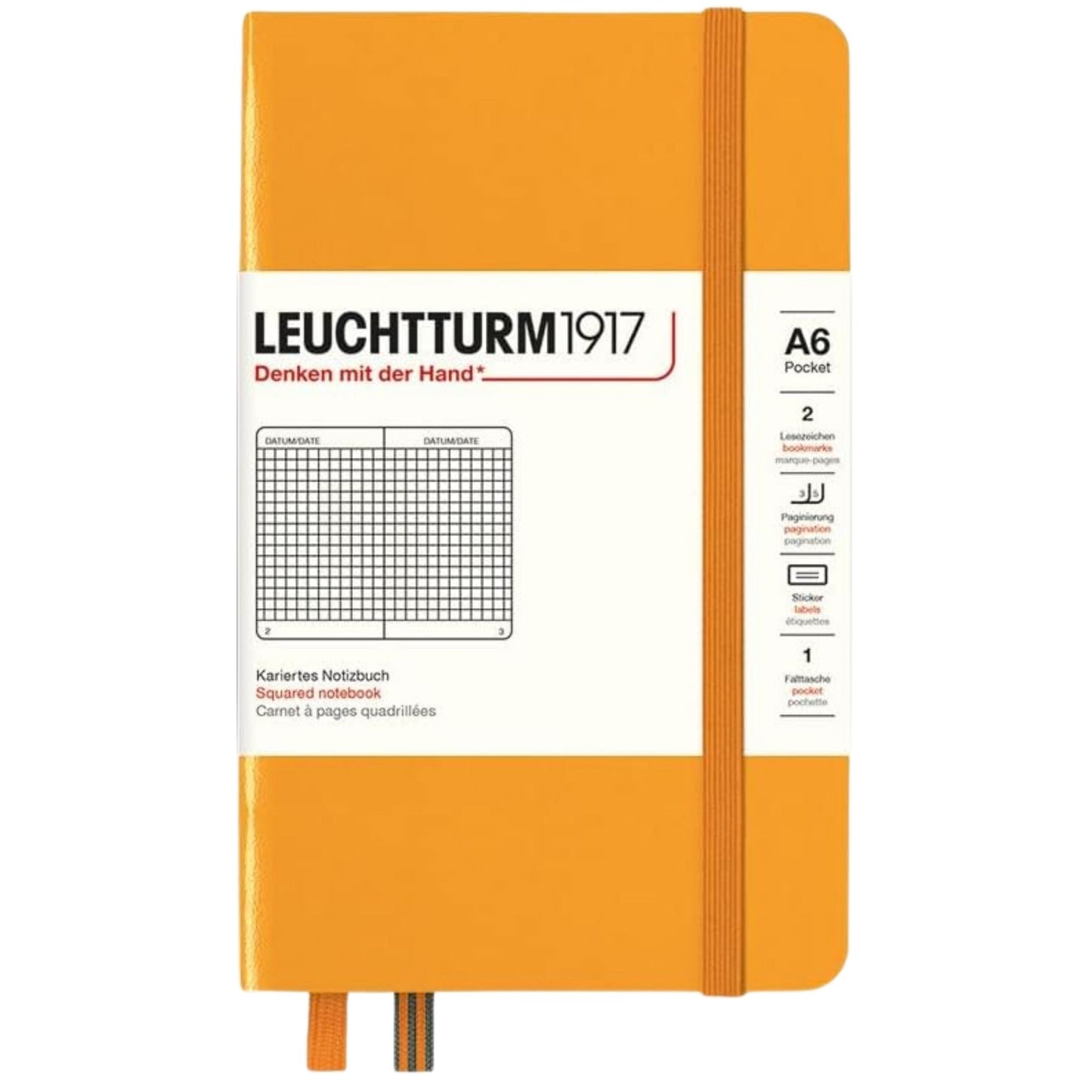 Leuchtturm 1917 Notebook Pocket A6 Hardcover 187 Pages Squared Rising Sun