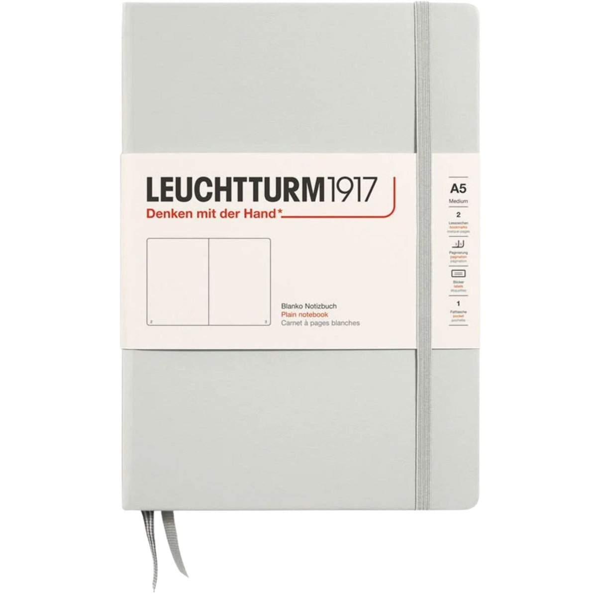 Leuchtturm 1917 Notebook Medium A5 Hardcover 251 Pages Plain Light Grey