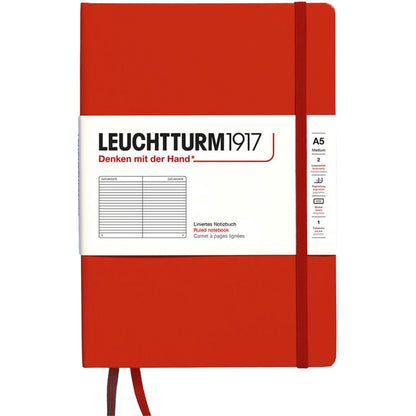 Leuchtturm 1917 Notebook Medium A5 Hardcover 251 Pages Ruled Fox Red