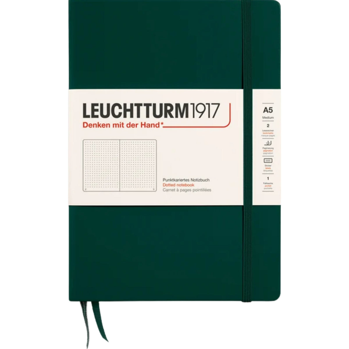 Leuchtturm 1917 Notebook Medium A5 Hardcover 251 Pages Dotted Forest Green