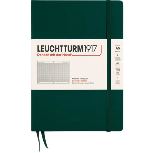 Leuchtturm 1917 Notebook Medium A5 Hardcover 251 Pages Squared Forest Green