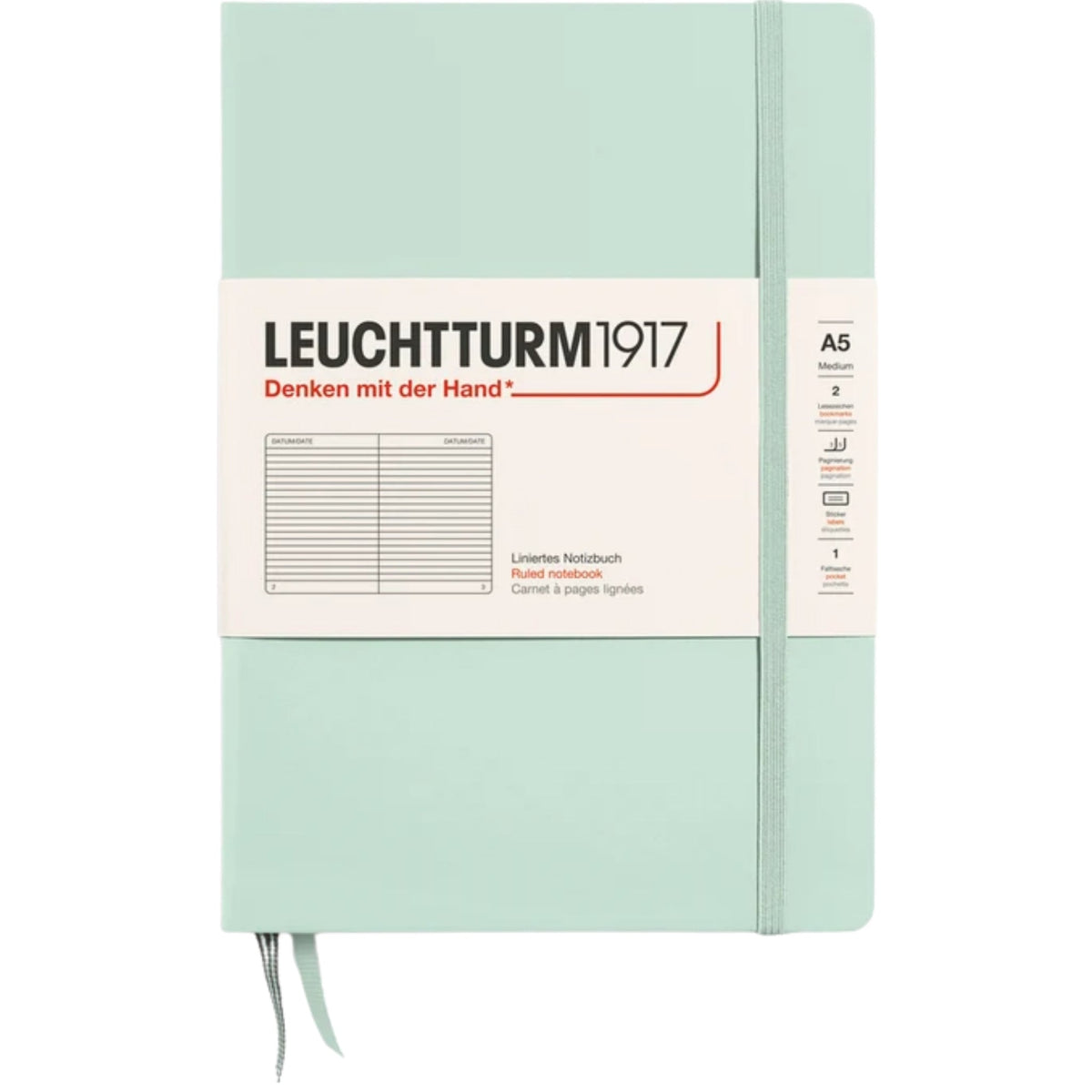 Leuchtturm 1917 Notebook Medium A5 Hardcover 251 Pages Ruled Mint Green