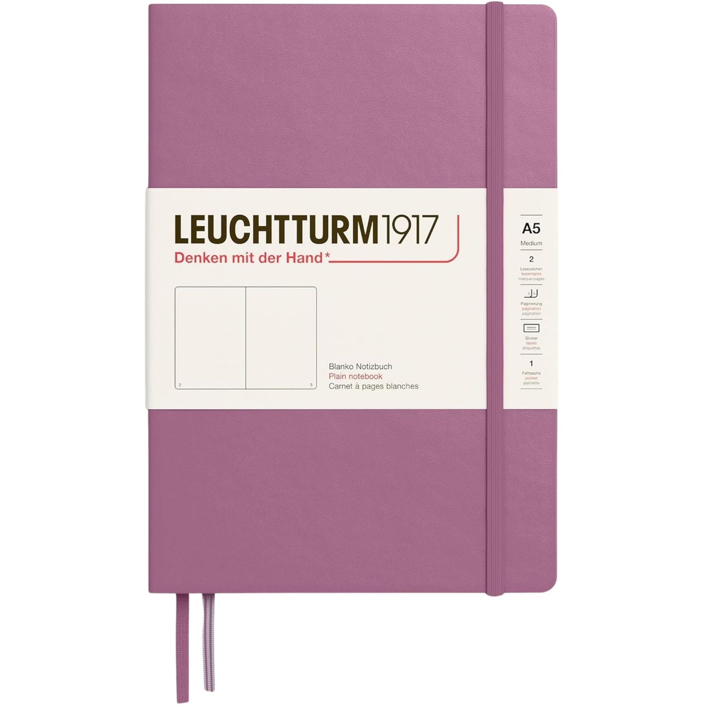 Leuchtturm 1917 Notebook Medium A5 Hardcover 251 Pages Plain Dusty Rose