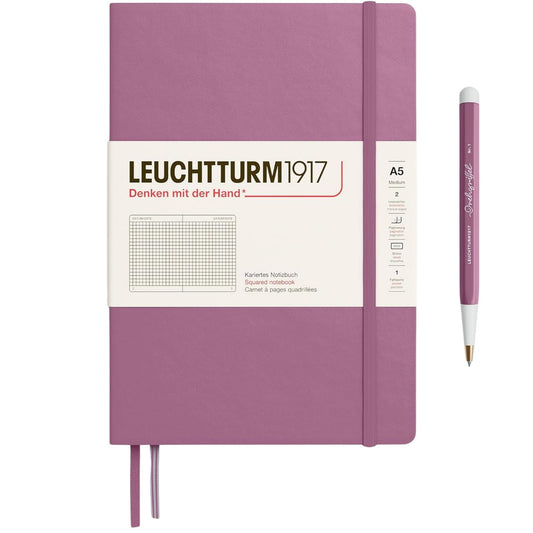 Leuchtturm 1917 Notebook Medium A5 Hardcover 251 Pages Squared Dusty Rose