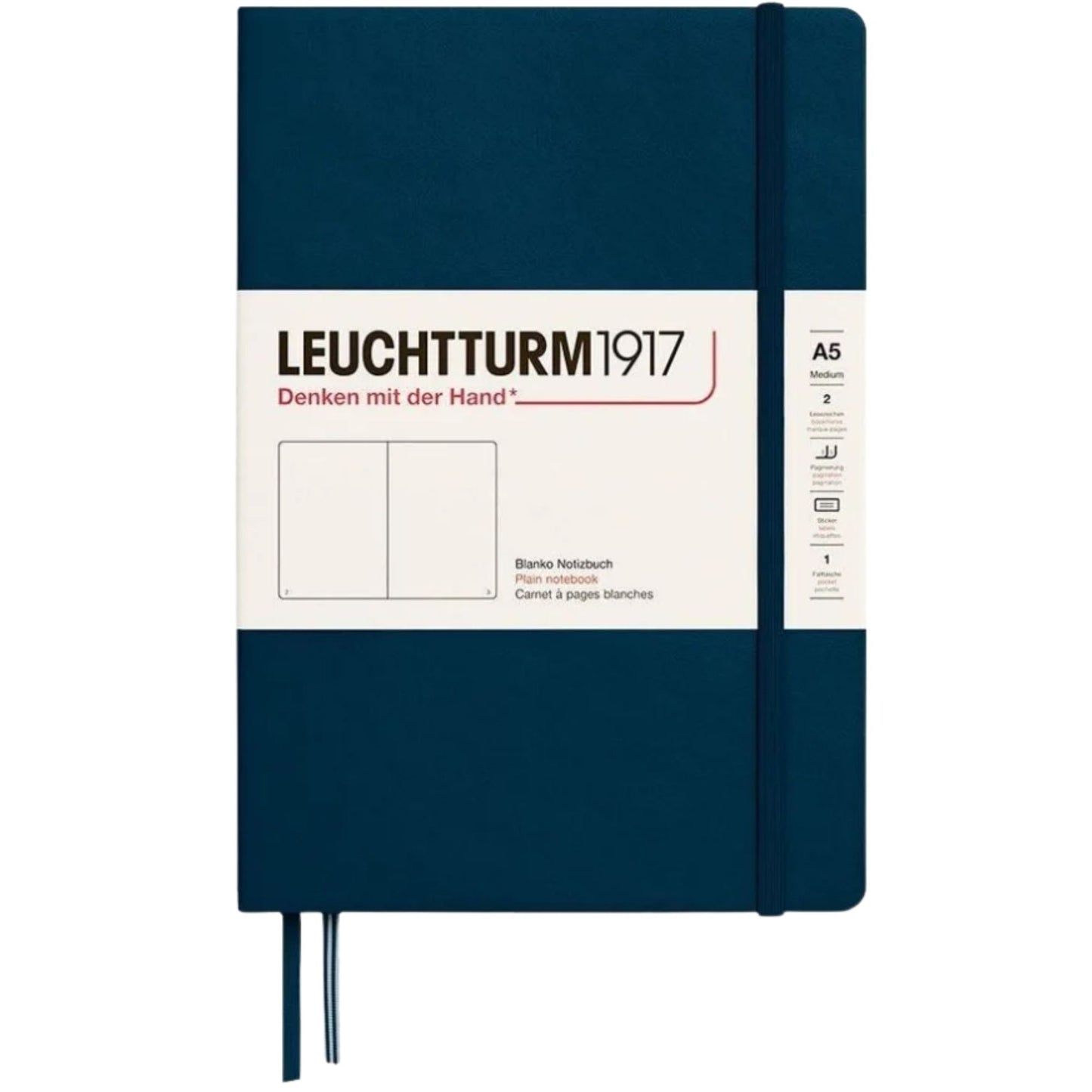 Leuchtturm 1917 Notebook Medium A5 Hardcover 251 Pages Plain Deep Sea