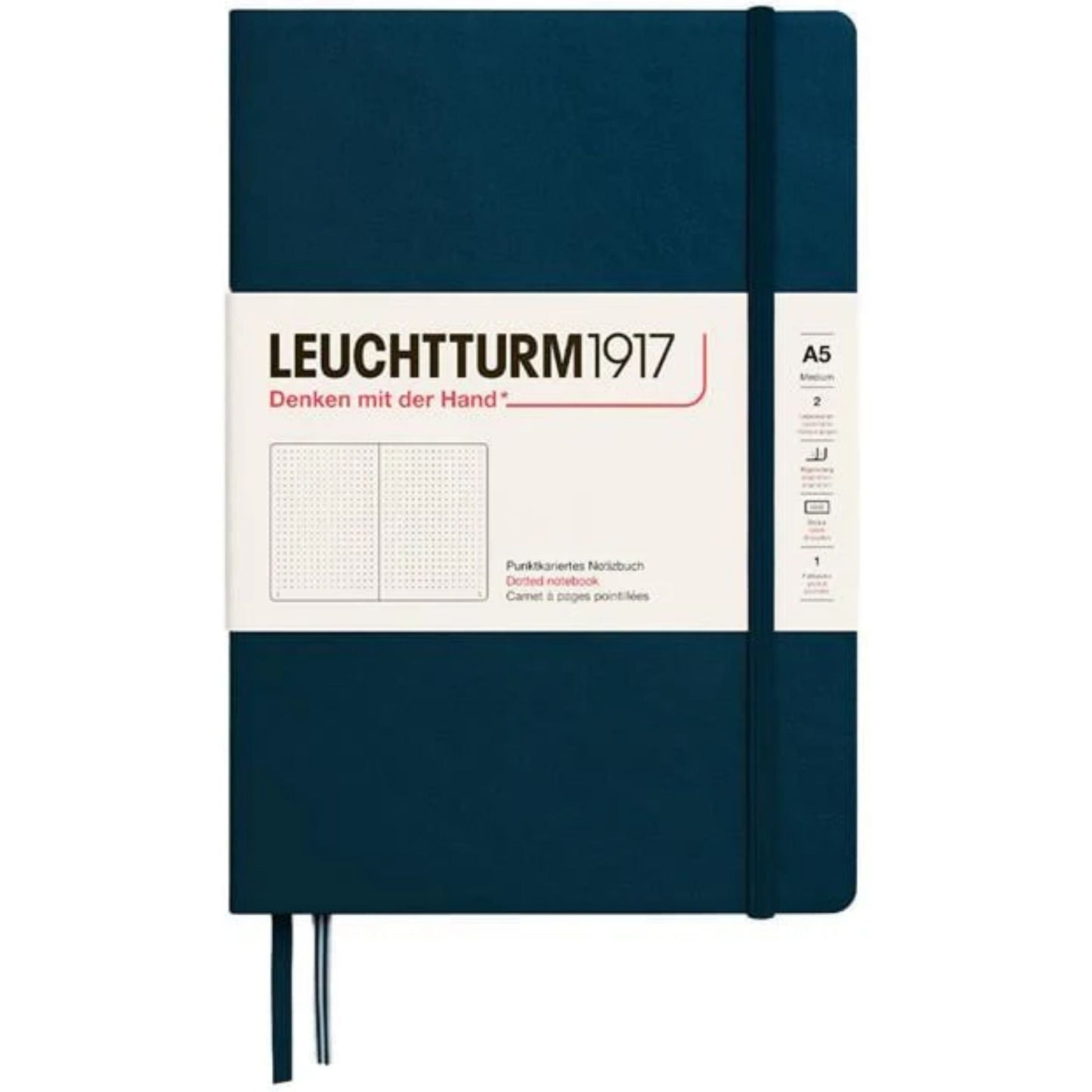 Leuchtturm 1917 Notebook Medium A5 Hardcover 251 Pages Dotted Deep Sea