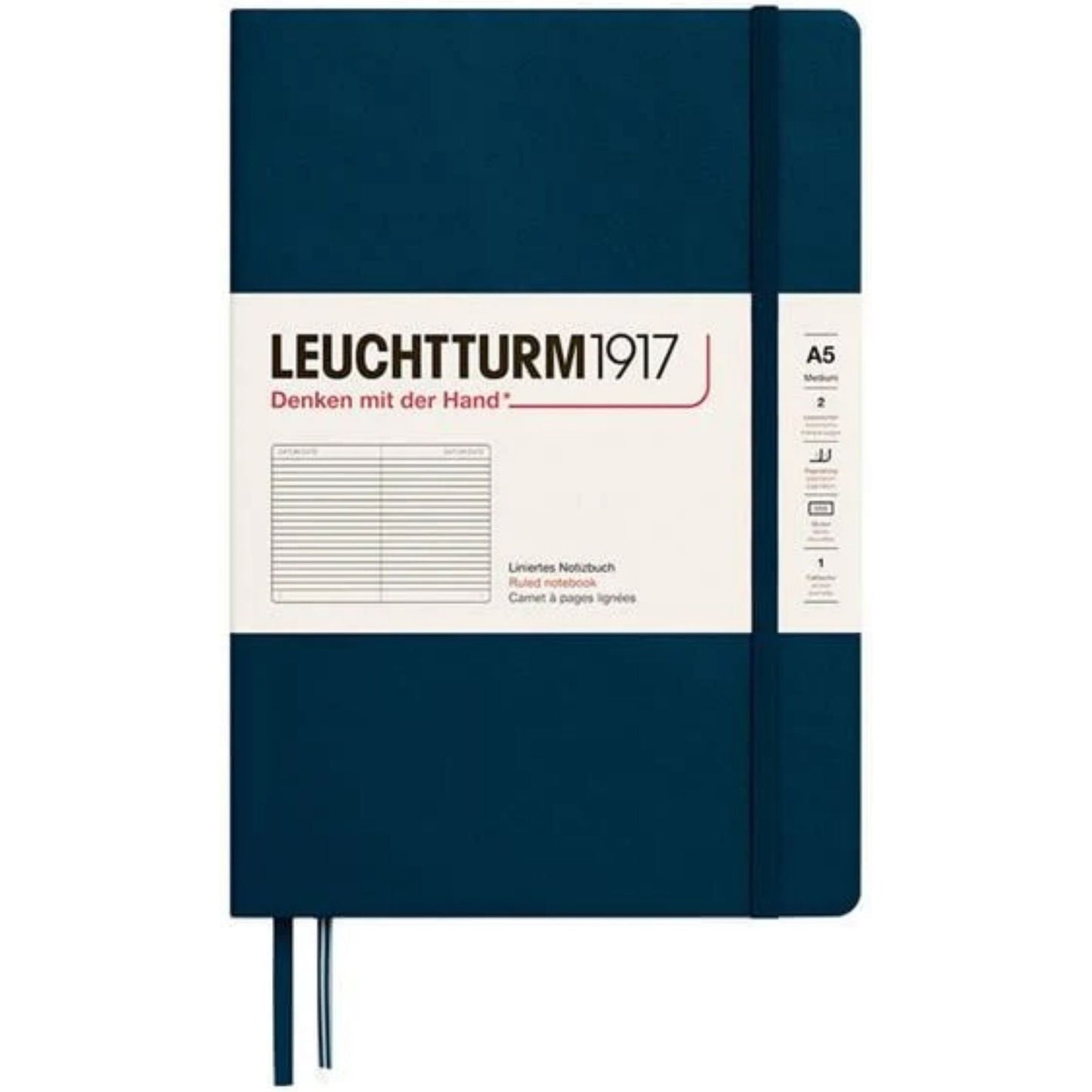 Leuchtturm 1917 Notebook Medium A5 Hardcover 251 Pages Ruled Deep Sea
